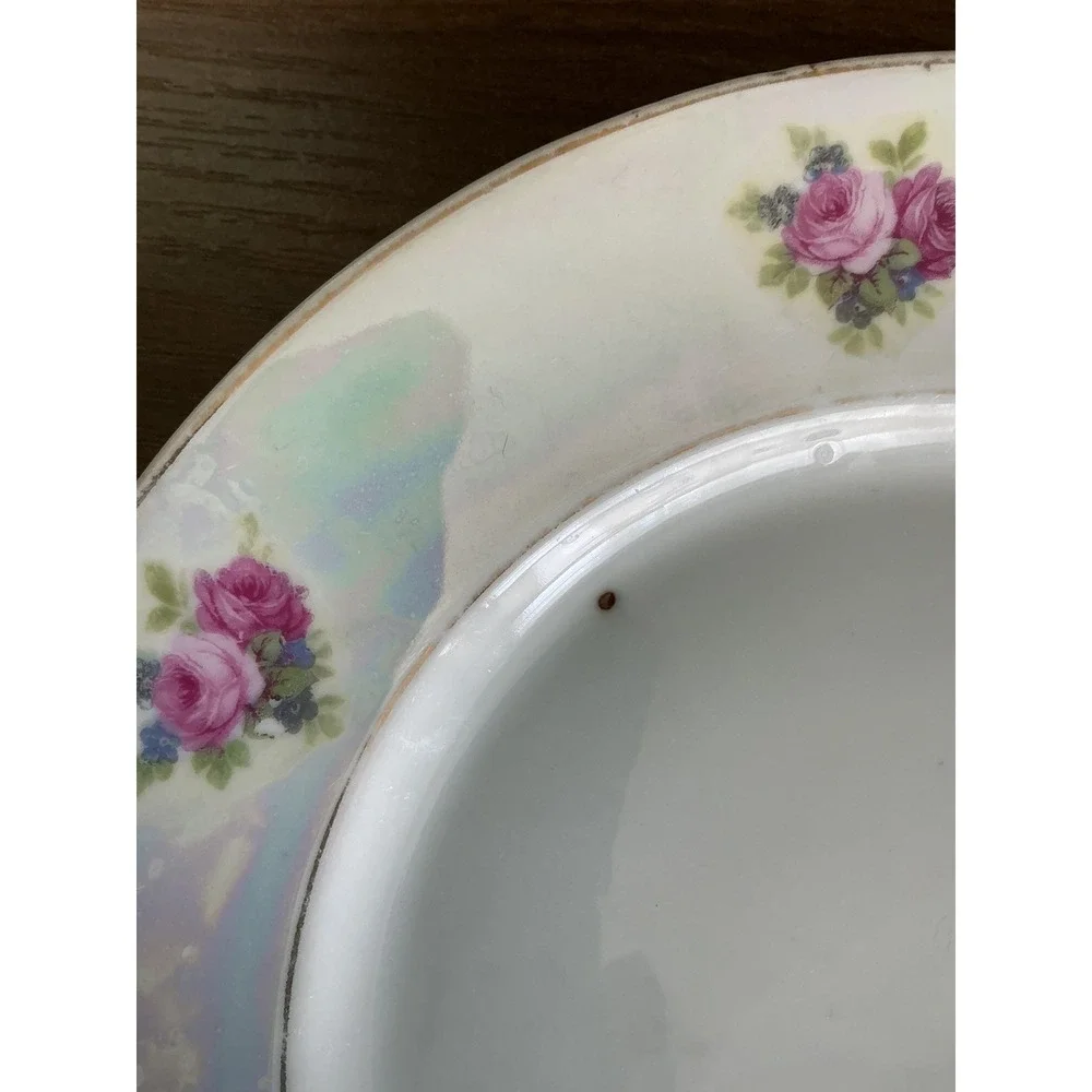 Bavaria Lusterware Floral Dessert Plates, Set of 2, Iridescent Vintage China